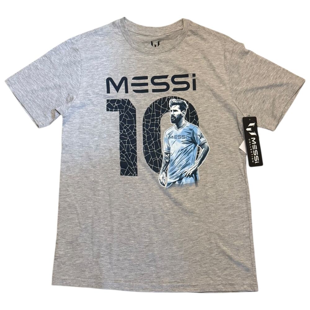 Messi Collection Gray Soccer #10 Cotton Blend Short Sleeve Shirt Size XL 14/16